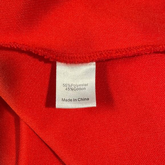 Tuckernuck Francoise Mod Mini Dress Crew Neck 3/4 Sleeve Gold Button Shift, Red - Picture 11 of 12